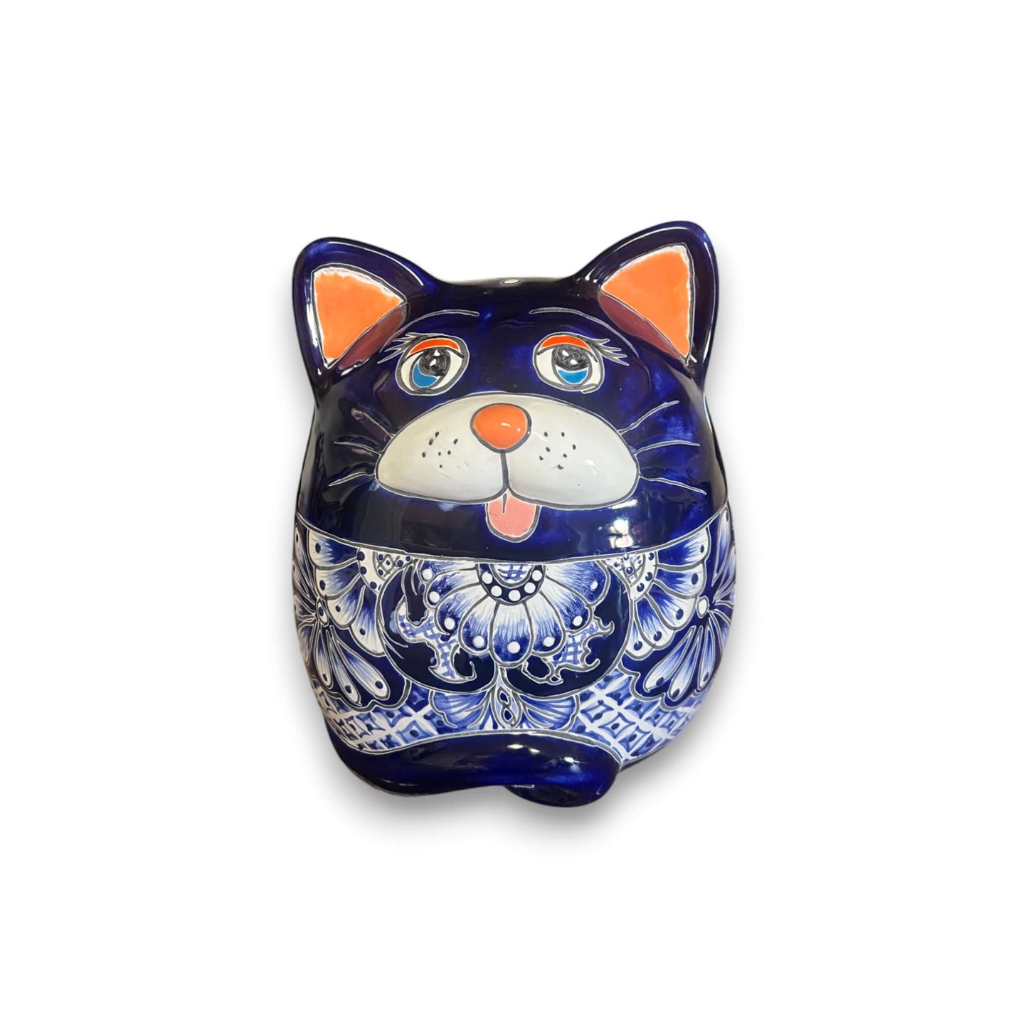 Talavera Cat Planter | Handcrafted Fat Cat Ceramic Pot
