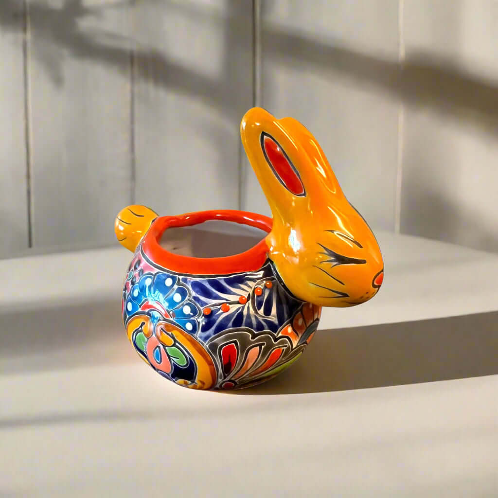 Talavera Rabbit Planter | Handcrafted Mexican Bunny Pot