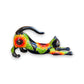 Talavera Stretching Cat Statue | Hand-Painted Sunflower Design