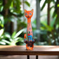 Tall Talavera Cat Statue | Mexican Terracotta Desert Design