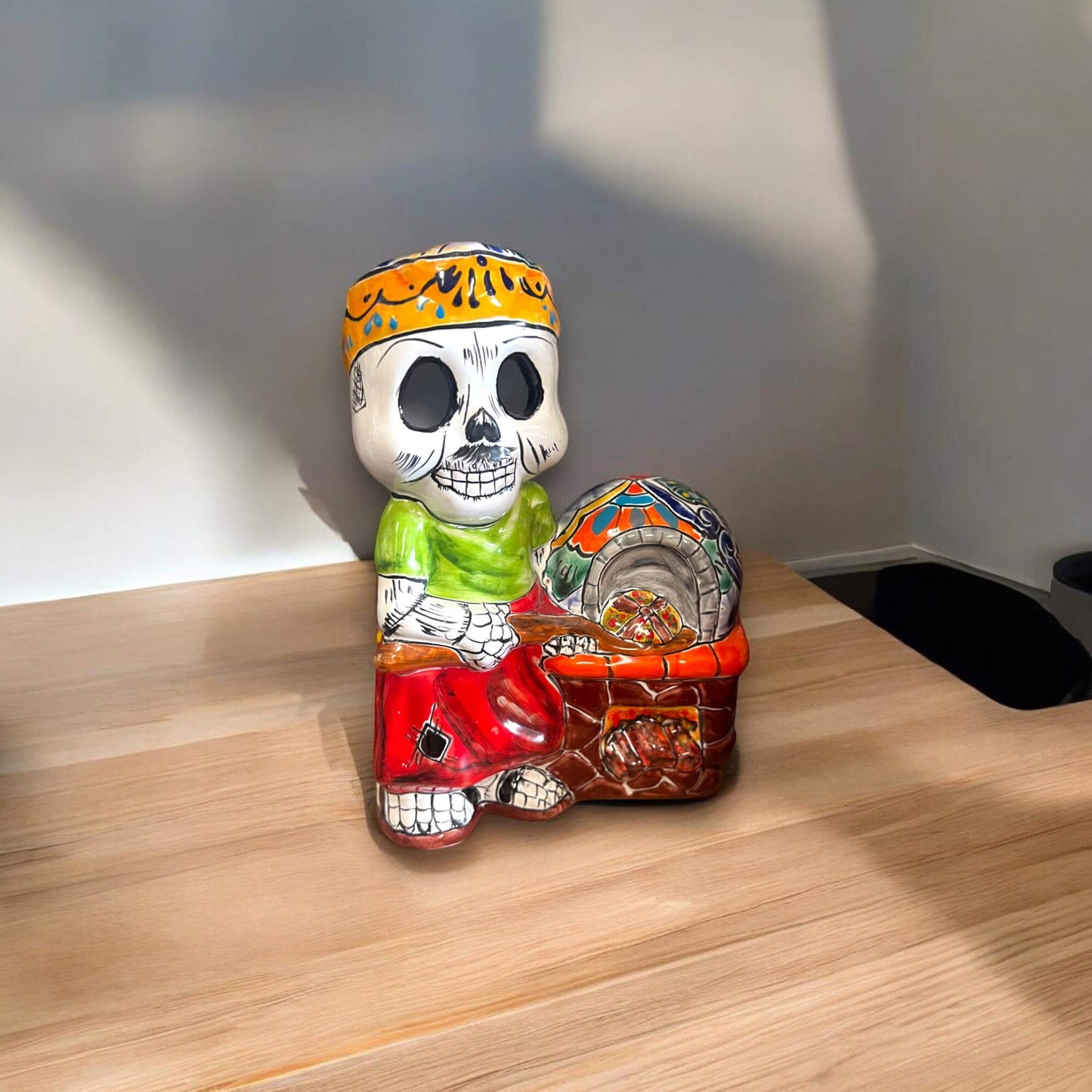 Talavera Skeleton Cook | 8" Day of the Dead Chef Figurine with Oven