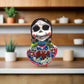 Vibrant Talavera Skeleton Woman Statue | Handcrafted Day of the Dead Decor