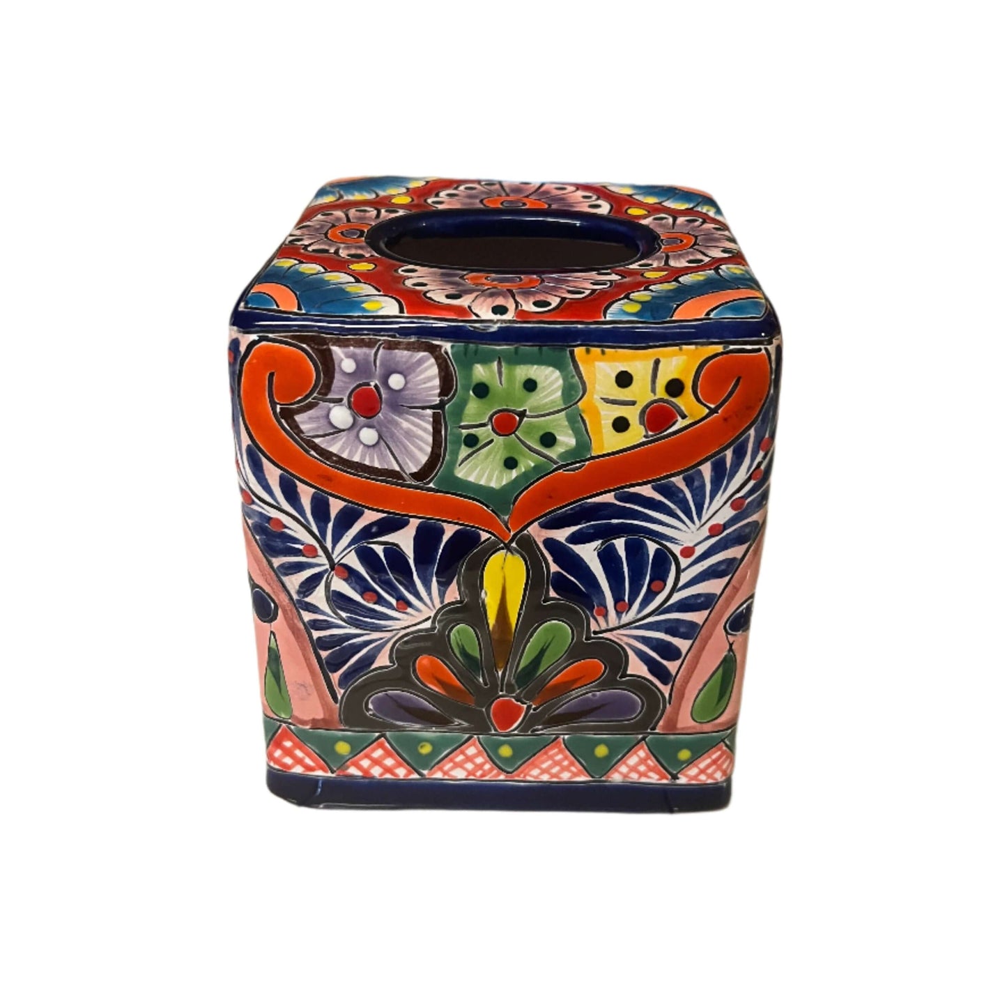 Talavera Tissue Box Cover | Colorful Hand-Painted Bathroom Decor