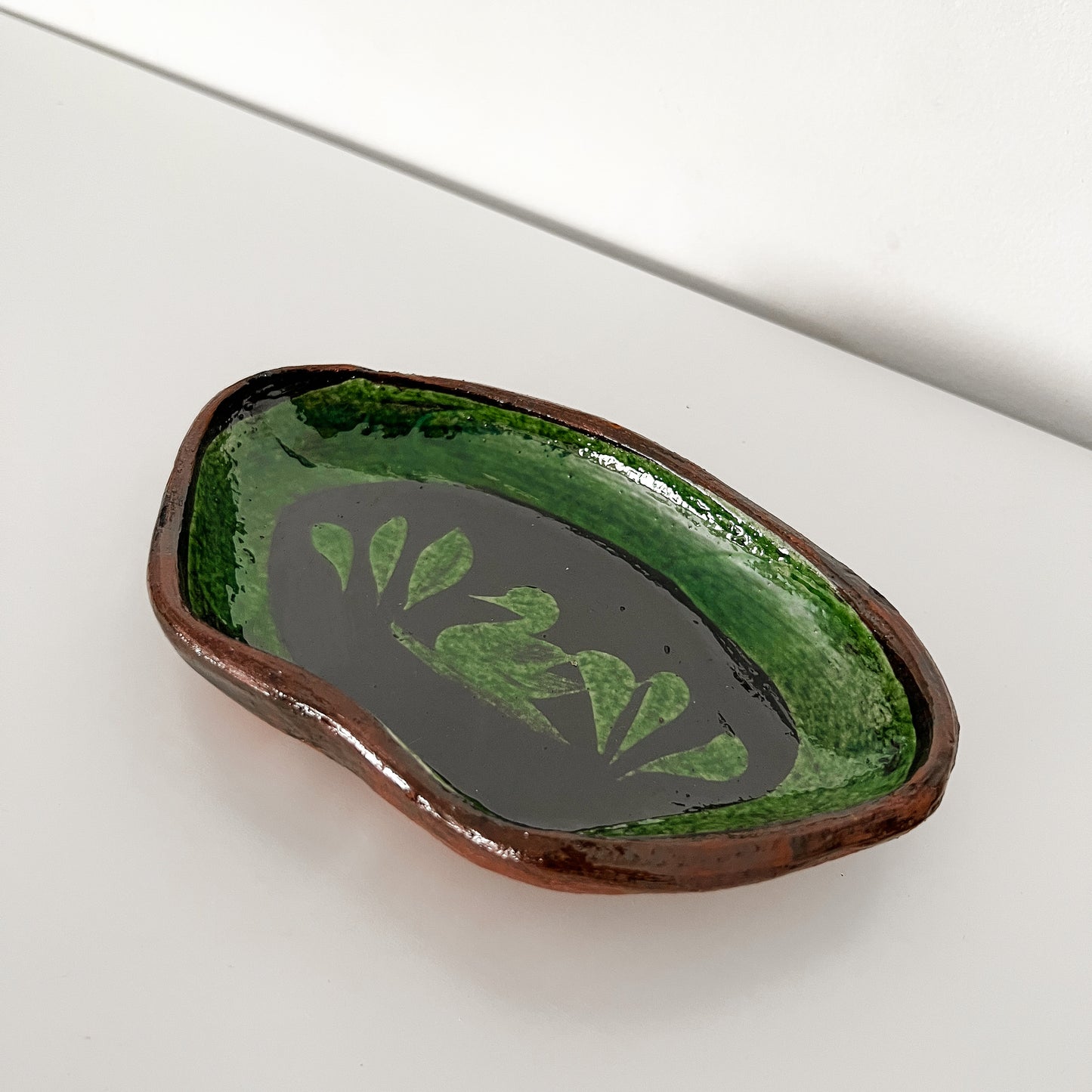 Small Green Pottery Plate